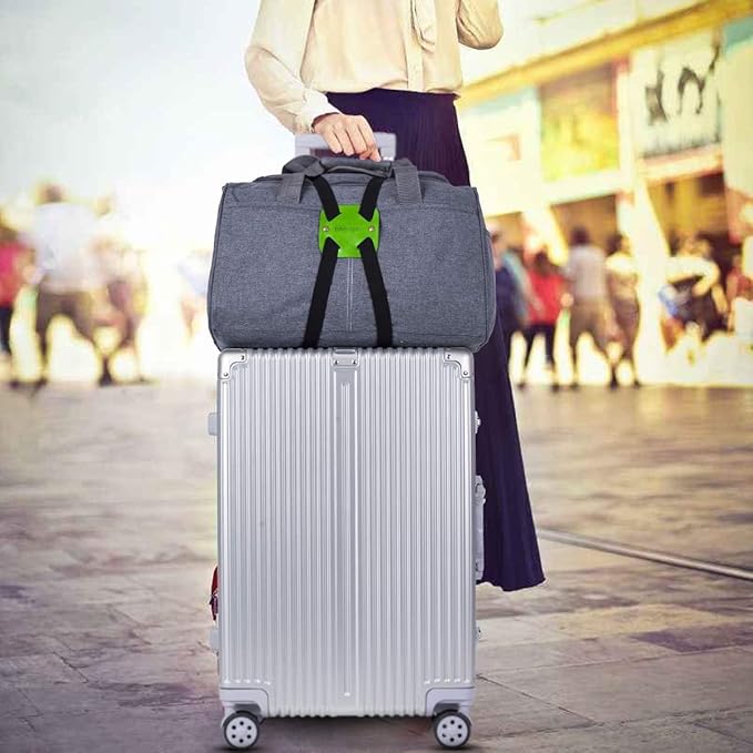 Luggage Straps for Suitcases,Travel Belt for Luggage Over Handle, Adjustable High Elastic Luggage Straps for Suitcases TSA Approved for Connecting Your Luggage (Green)