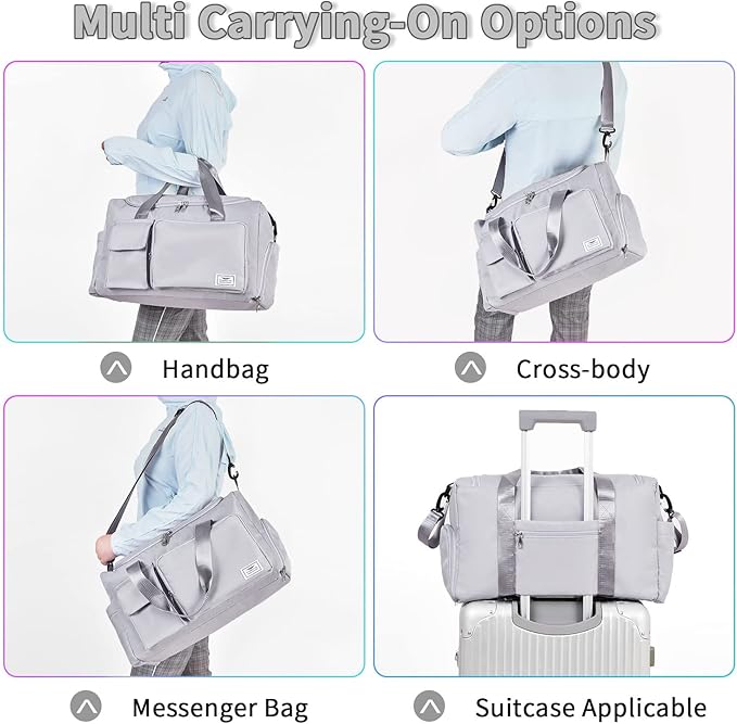 FIORETTO Women's Gym Duffle Bag with Shoes Compartment, 30L Capacity, Ideal for Travel, Gym, Sports, Duffel, Weekender