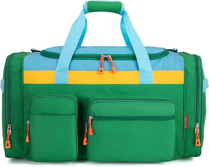 HawLander Large Kids Duffle Bag for Travel, Overnight, or Weekender, 22" inch (Green Yellow)