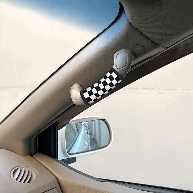 Black White Checkered 2PCS Luggage Handle Wrap for Suitcase Neoprene Luggage Handle Covers Comfort Suitcase Luggage Identifiers Travel Accessories