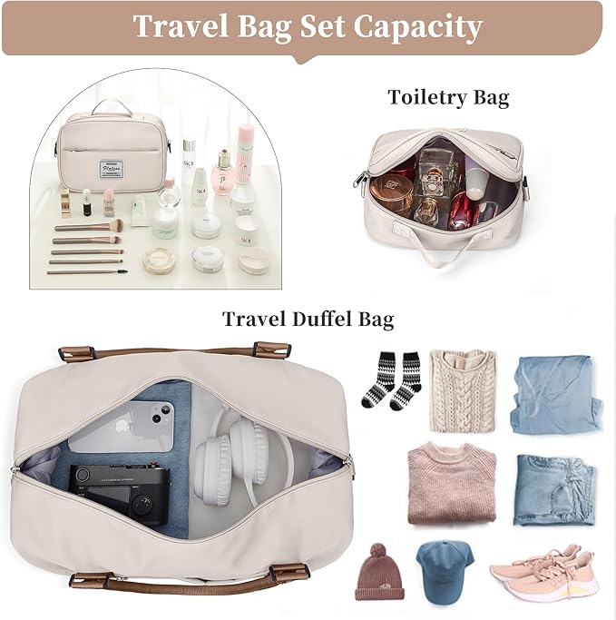 Weekender Bags for Women,Personal Item Travel Bag with Shoes Compartment,Overnight Travel Duffel Bag with Toiletry Bag