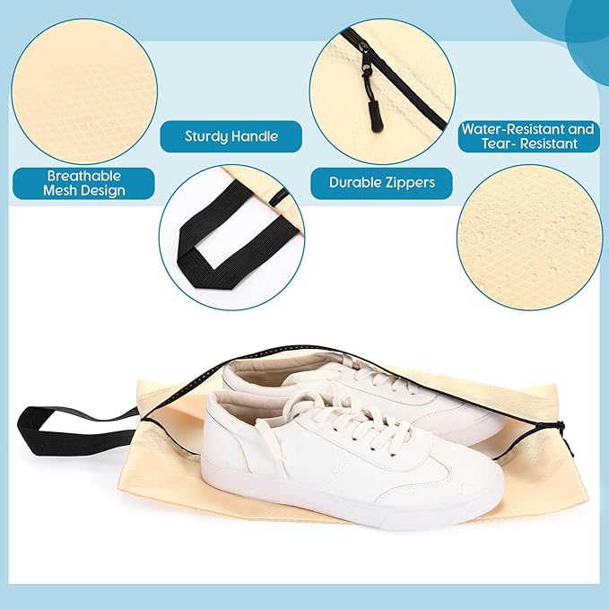 6 Pcs Travel Shoe Bags with Zipper Portable Suitcase Shoe Organizer Packing for Men Women Nylon Multicolor (L,Pastel)