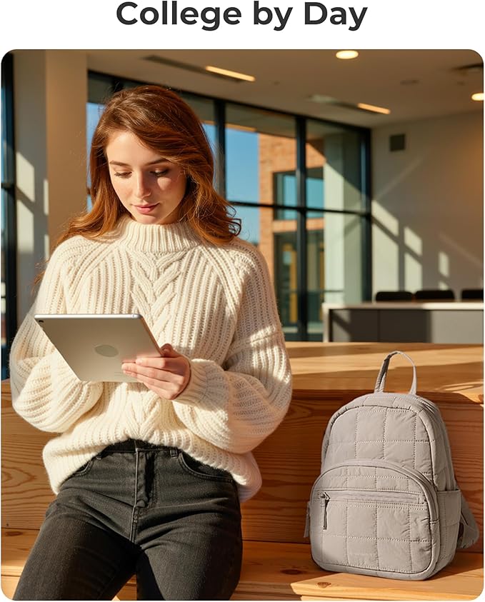BAGSMART College Laptop Backpack, Mini Backpack for Women, Lightweight Small Backpack Purse, Bookbag for Work College, Water Resistant, Camel