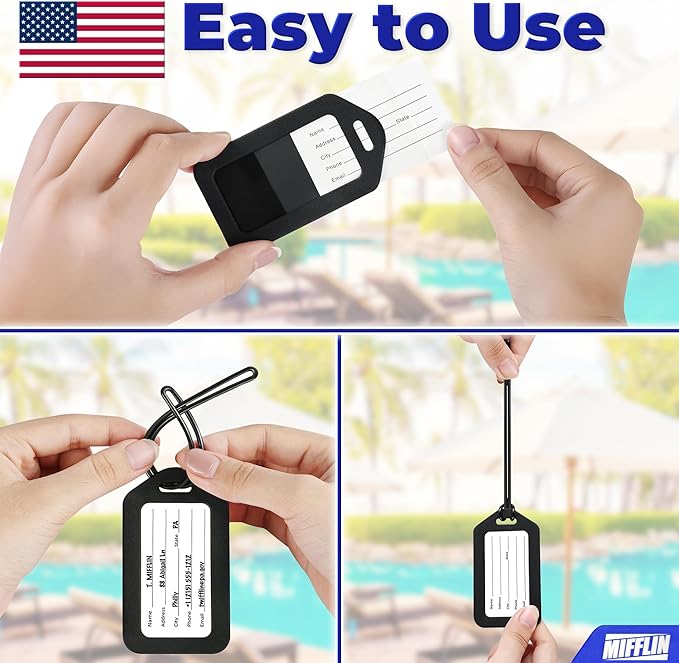 MIFFLIN Luggage Tags (Business, 6 PK), Bag Tag for Baggage, Suitcase Tags Bulk