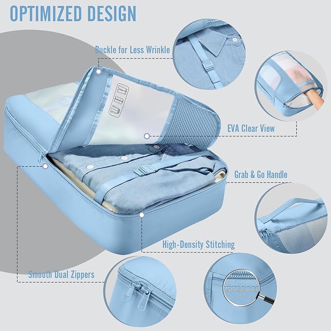 Veken 10 Set Packing Cubes for Travel Essential, Suitcase Organizer Bags in 4 Sizes, Carry-On Luggage Accessories with Large Laundry & Hanging Toiletry Bag, Must-Have for Airplane, Road Trip & Camping