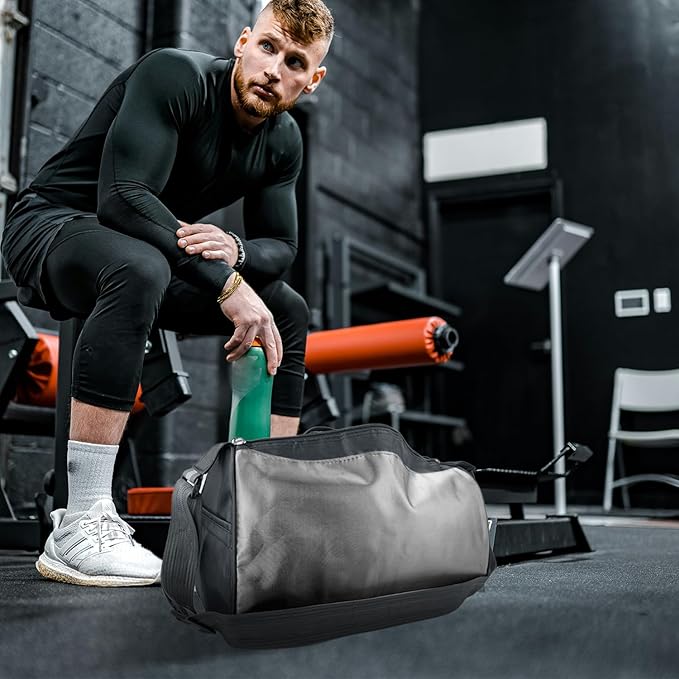 C&F BOGMOST Small Travel Duffel Bag Foldable Waterproof Gym Bag for Gym Beach Swim Bag Men Women Duffle Bag Lightweight Oxford Cloth Sports Bag-Grey