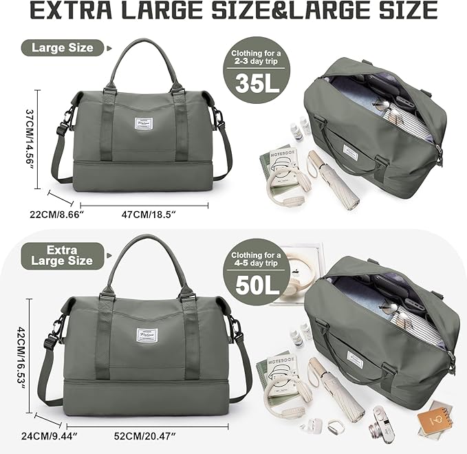 Travel Duffel Bag with Shoes Compartment, Overnight Weekender Bags for Women, Carry on Personal Item Travel Set
