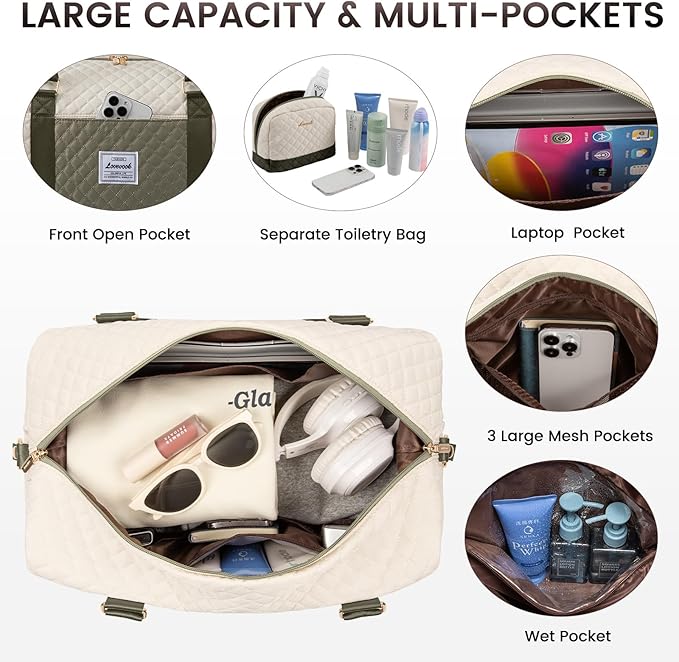 LOVEVOOK Travel Duffle Bag,Weekender Bags for Women with Shoe Compartment，Carry on Overnight Bag with Toiletry Bag,Gym Duffel Bag with Wet Pocket, Hospital Bags for Labor and Delivery