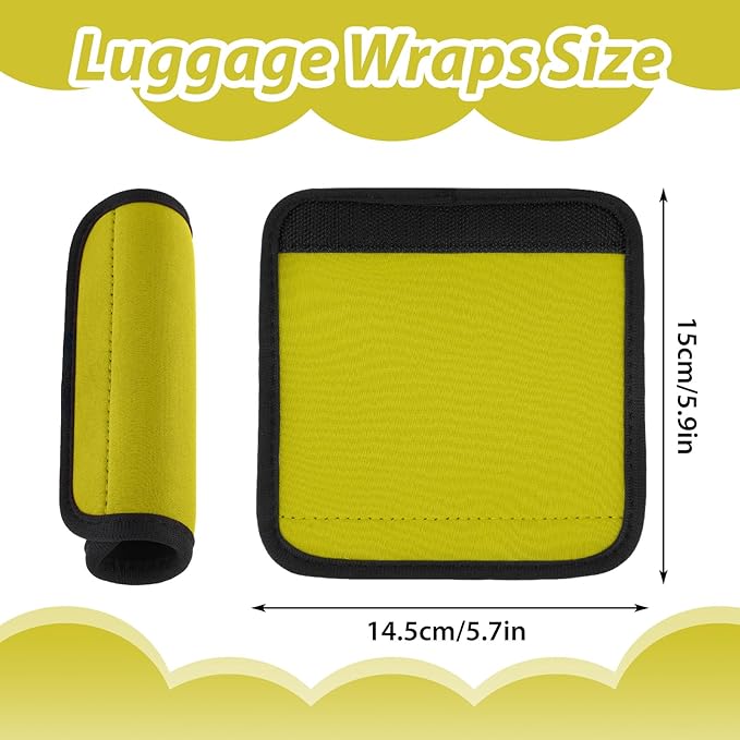 2 Pack Luggage Handle Wraps for Suitcase Bright Color Luggage Handle Covers Suitcase Tags identifiers Travel Accessories for Airplane/Flying (Yellow)