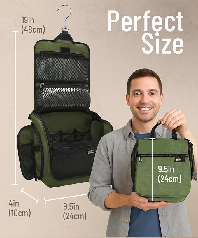 D&D Wanderlust D&D Hanging Travel Toiletry Bag for Men and Women – Cosmetics, Makeup and Toiletries Organizer Kit with 10 Compartments