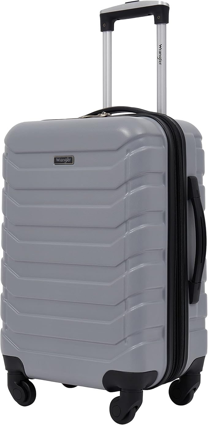 Wrangler 4 Piece Miami Luggage and Packing Cubes Set, Sharkskin
