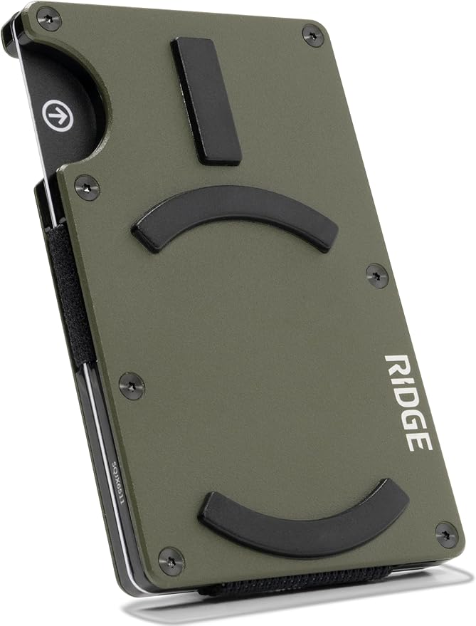 Ridge Wallet for Men - Slim Minimalist Compact Wallet and Card Holder, RFID Protected Front Pocket Wallets for Men with Integrated Cash Strap