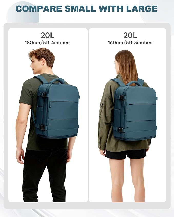 coowoz Travel Backpack Carry On for Women Man Gym Backpack with Laptop Compartment Mochila de Viaje Teacher Personal Item Backpacks Airplane Accessories Must Haves Peacock Blue,20L