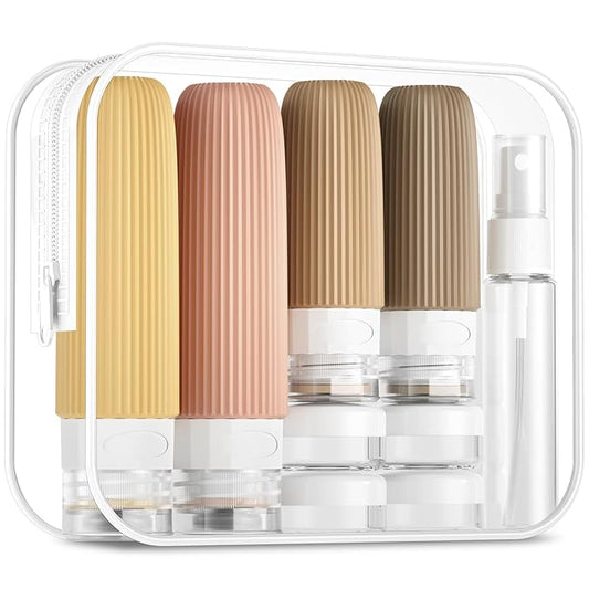 16 Pack Travel Bottles Set, TSA Approved Leak Proof Silicone Squeezable Containers for Toiletries, Refillable Travel Accessories for Conditioner, Shampoo, Lotion & Body Wash Accessories