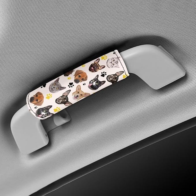 BIGCARJOB Set of 2 Pcs Luggage Handle Wraps with Cute Puppy Print Suitcase Handle Sleeve Cover Identifier Travel Bag Wraps Washable Trolley Case Grip Cover Set Travel Accessories
