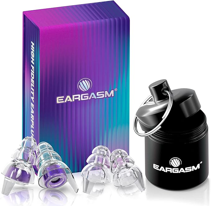 Eargasm High Fidelity Hyperviolet Purple Earplugs for Concerts, Festivals, Musicians, DJs, Night-Life, Motorcycle Hearing Protection - Reusable Ear Plugs for High Fidelity Noise Reduction up to 21 dB