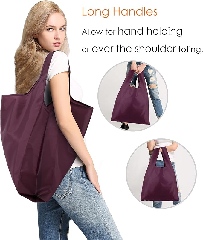 BeeGreen Burgundy Reusable Grocery Bags Wine Red Reusable Kitchen Bags Bulk Foldable-Machine Washable with Zipper Storage Pouch 50 Packs