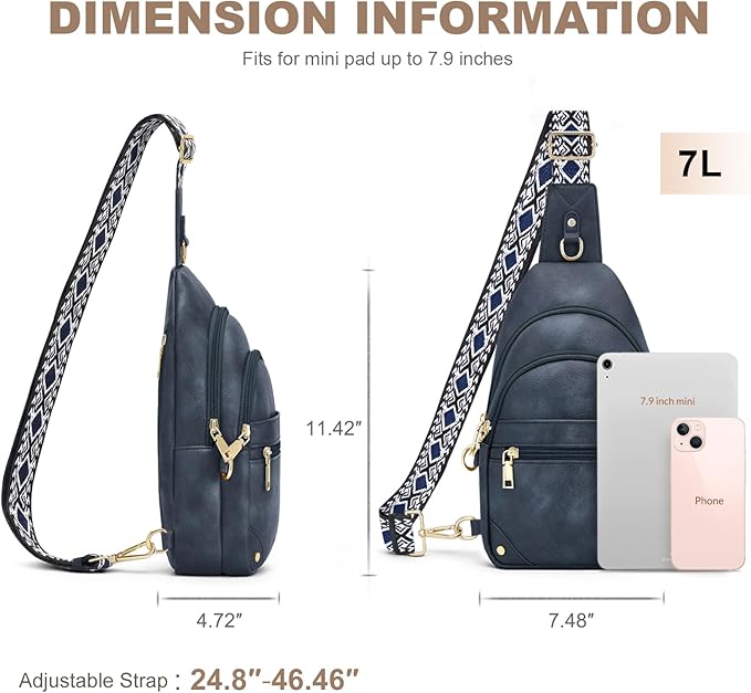 SYTRAH Anti Theft Crossbody Bags for Women, RFID Sling Bag Travel Purse, RFID Cross Body Purses Chest Bag for Travel Navy Blue