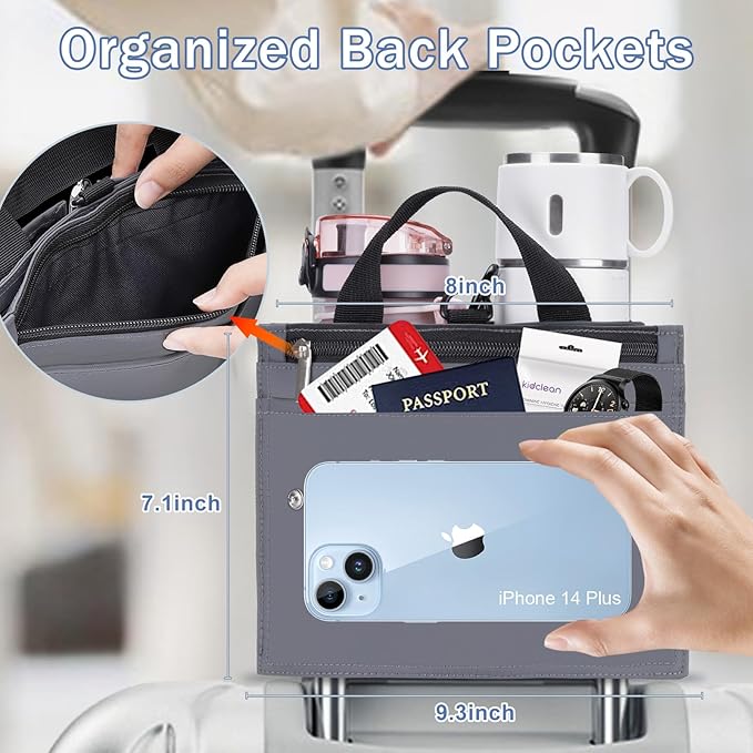 Travel Cup Holder for Suitcase, Portable Foldable Luggage Cup Holder, Free Hand Drink Caddy, Creative Travel Accessories, Gift for Travelers (Dark Gray)