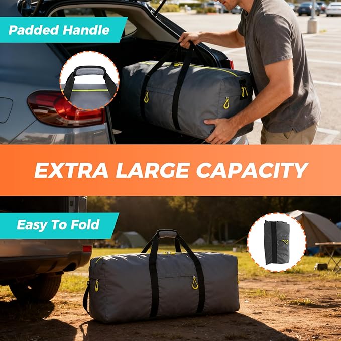 100L Extra Large Duffle Bag for Travel, 3 In 1 Travel Duffel Bags for Men and Women, Foldable Duffle Backpack for Traveling, Grey