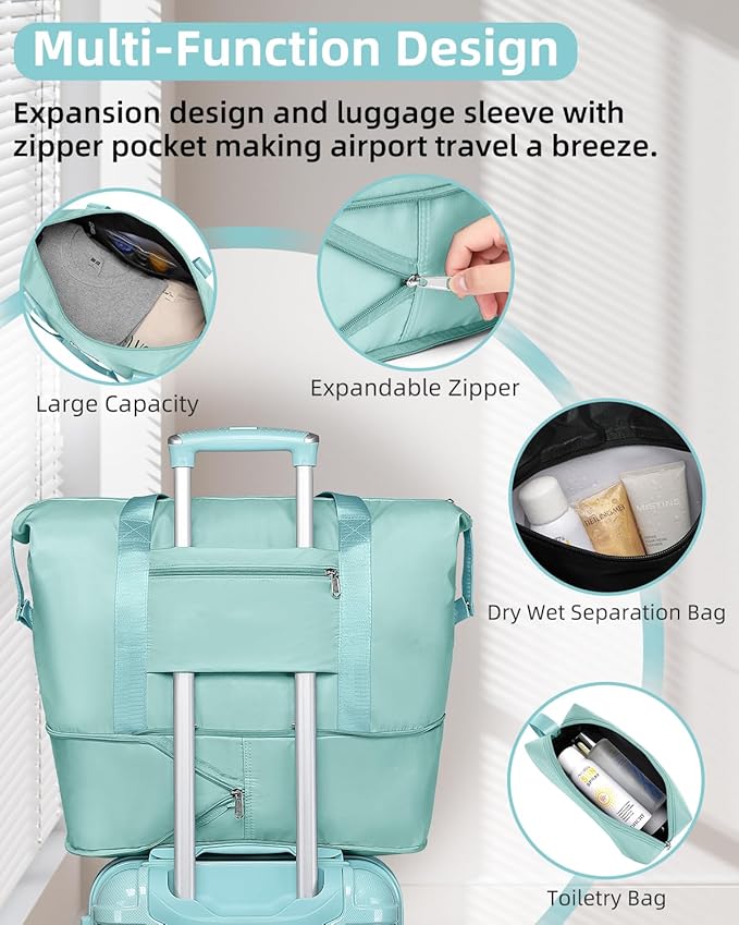 LARVENDER Carry on Luggage 22x14x9 Airline Approved, 20 Inch Hardside Suitcase with Wheels TSA Lock, PC+ABS Lightweight Travel Luggage Sets for Women, Glossy Sky Blue, 3 Piece Set