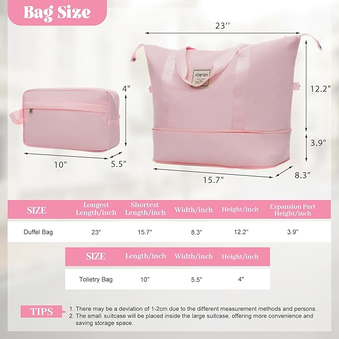 Merax Luggage Set 6 Piece,Lightweight Hardshell Suitcase with Double Spinner Wheels Handle Password Lock,14 IN Cosmetic Case 20/24/28 IN Luggages with Duffel Bag and Toiletry Bag,Pink