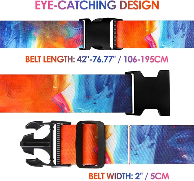 Gutsdoor Luggage Straps for Suitcases Adjustable Travel Belt, Connector Holds Suitcase Bright Colorful Identifiers Travel Bag Accessories (Sun Orange)