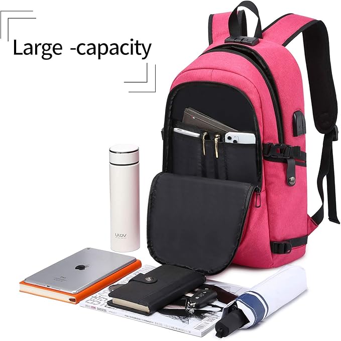 WENIG Business Laptop Backpack Anti-Theft Backpack with USB Charging Port and Lock Computer Backpacks for Women Men Fit 15.6 Inch Laptops, Casual Hiking Travel Daypack