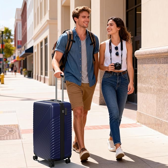 20 Inch Carry On Luggage, ABS Hardside Suitcase with Spinner Wheels, Airline-Approved Cabin Luggage with TSA Security Lock, Expandable Travel Suitcase for Flights, Business Trips & Weekend Vacations