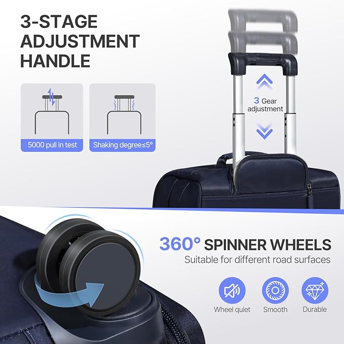 Carry On Luggage, Softside Suitcases with Spinner Wheels, Lightweight Carry-on Suitcase with TSA Lock for Women Men, Large Luggage for Travel Business Trip (Blue, 2-Piece Set 21/25)