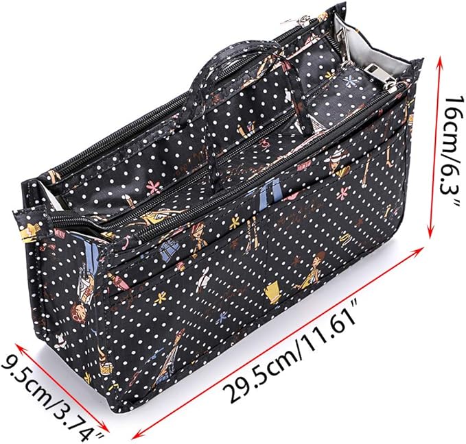 BTSKY Printing Handbag Organizers Inside Purse Insert-High Capacity 13 Pockets Bag Tote Organizer with Handle Fashion Style