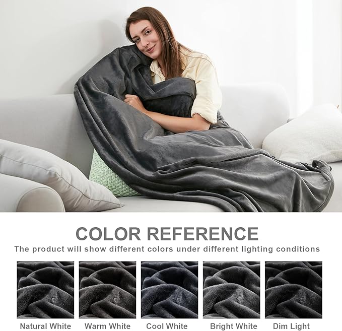 Hansleep Flannel Fleece Throw Blanket Twin Size, Super Soft Fluffy Bed Plush Blanket Throw, Luxury Fuzzy Cozy Couch Blanket for All Seasons, Charcoal, Twin 60x80