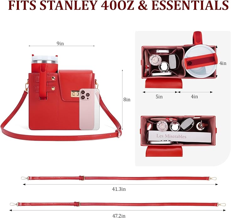 Stanley Purse Cup Holder Bag- Outdoor Portable Crossbody Bag for Stanley Cup Tumbler Purse