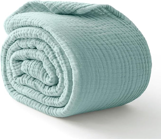100% Cotton Muslin Blanket 40" x 40", Breathable and Lightweight Cotton Twin Blankets, Soft Cooling Summer Gauze Blanket for All Season, Mint