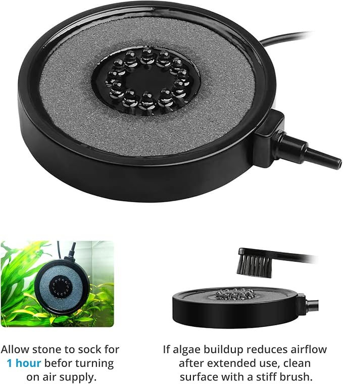 NICREW Multi-Colored Aquarium LED Bubbler Stone Disk, Fish Tank Bubbler with Auto Color Changing LEDs