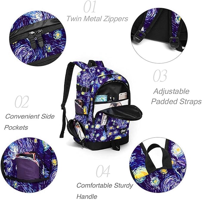 rickyh style School Backpack Travel Bag for Men & Women Lightweight College Back Pack with Laptop Compartmen