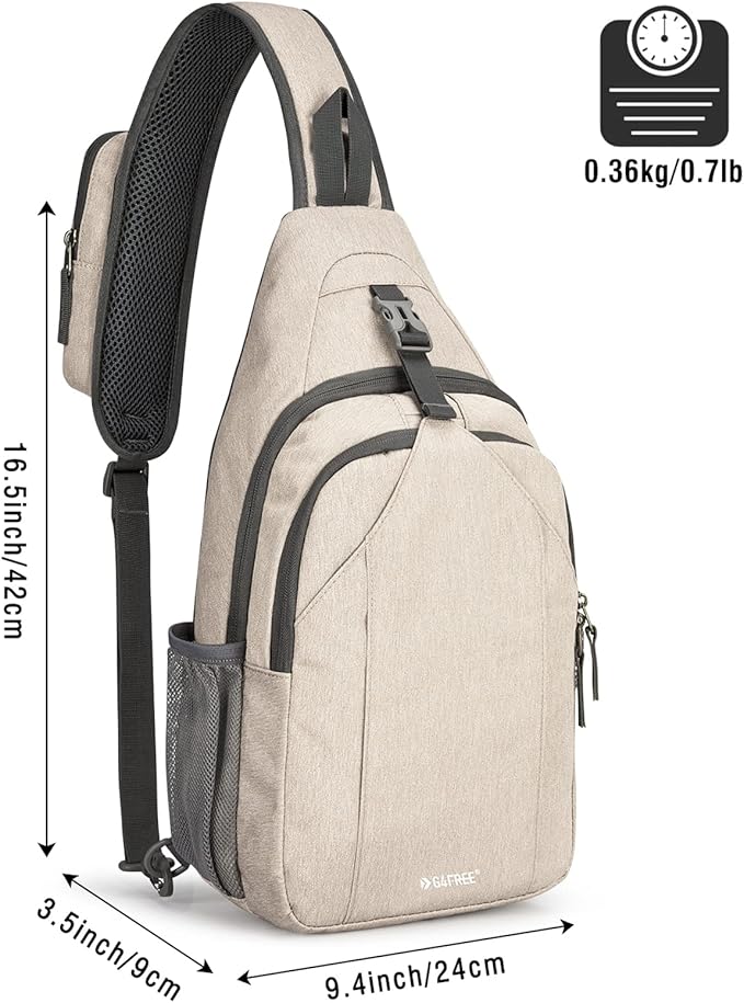 G4Free Sling Bag RFID Blocking Sling Backpack Crossbody Chest Bag Daypack for Hiking Travel(Ivory)