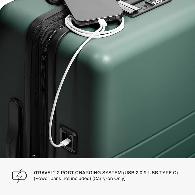 Traveler's Choice Markham Hardside Expandable Luggage with Double Spinner Wheels, Carry-On 21-Inch Suitcase, TSA Lock, 21-Inch, Green