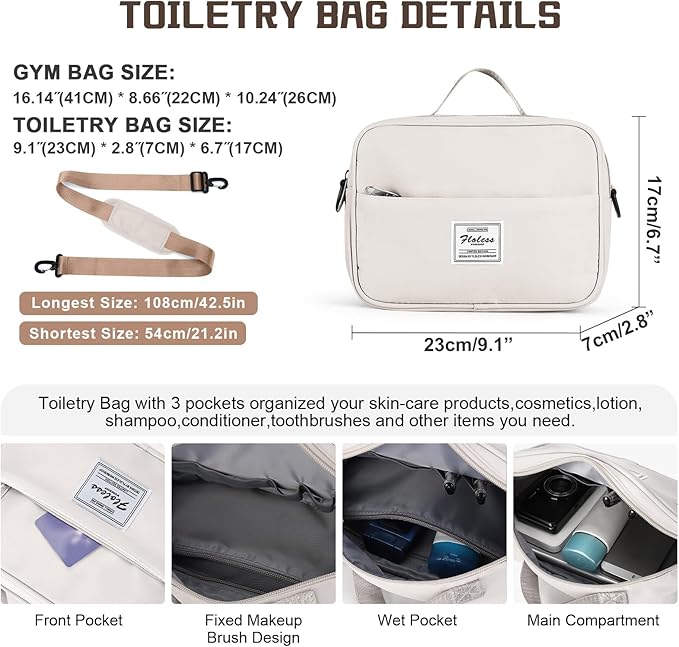 Travel Duffel Bag with Shoes Compartment, Overnight Weekender Bags for Women, Carry on Personal Item Travel Set