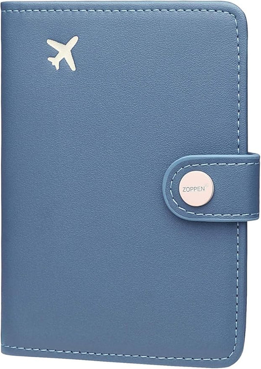 ZOPPEN Passport Holder Women, Passport Cover Travel Wallet Rfid Blocking Passport Wallet Cover Case Travel Essentials Document Organizer, Denim Blue
