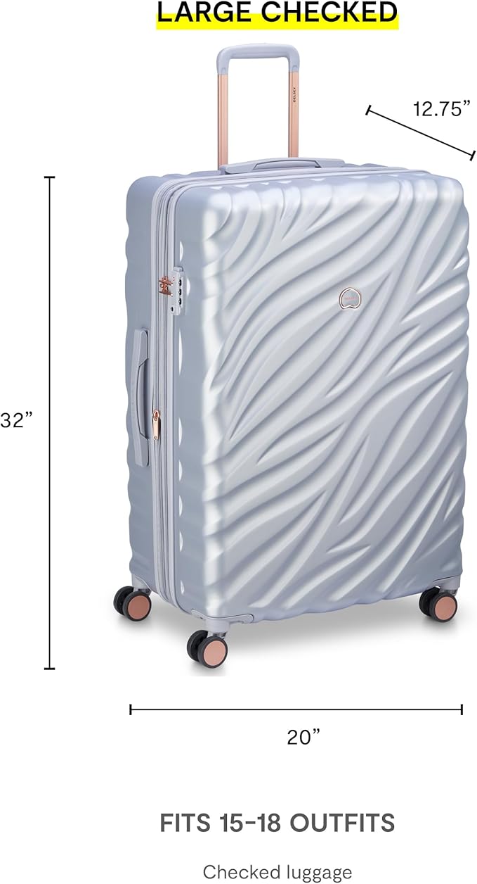 DELSEY PARIS Alexis Durable Luggage Set, Expandable & Lightweight 4-Wheel Spinners, and Easy Grip for Smooth Journeys, TSA-Lock Incorporated, Men and Women, Platinum/Rose Gold, 2-Piece Set (21"/29")
