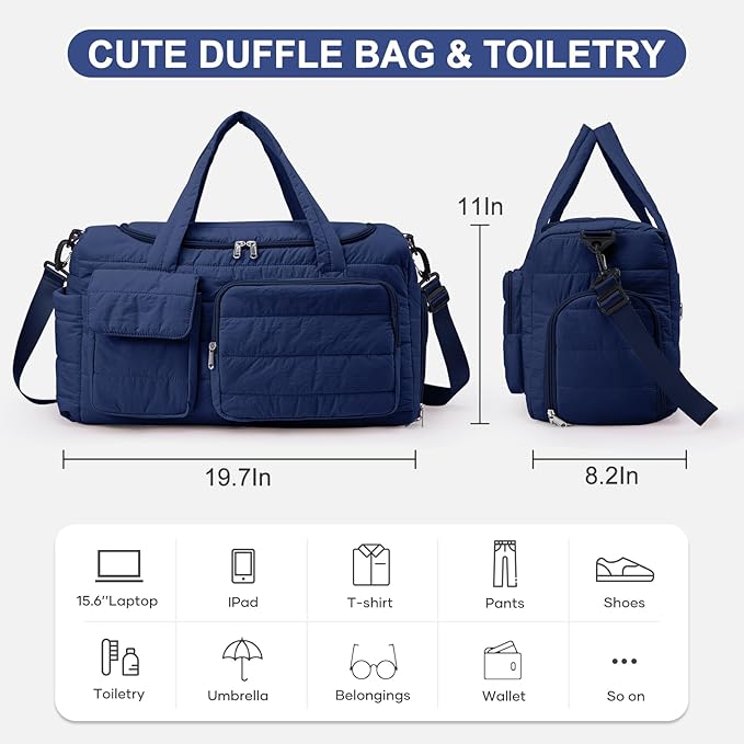 Small Gym Bag for Women, Travel Duffle Bag Carry On Weekender Bag with Shoe Compartment