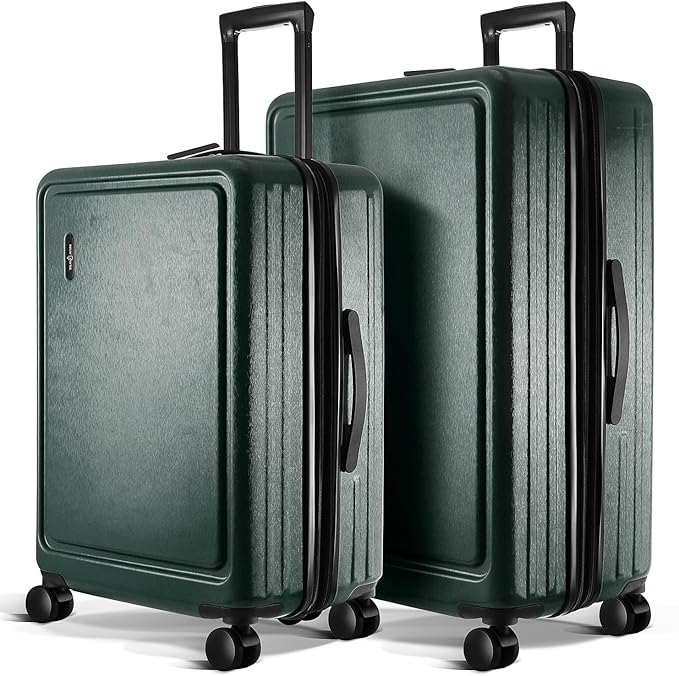Luggage Sets 2 Piece, 24 Inch Suitcase and 28 Inch Luggage with Spinner Wheels, Durable Hard Shell Suitcase Set, Expandable Travel Suitcases with Wheels, Green