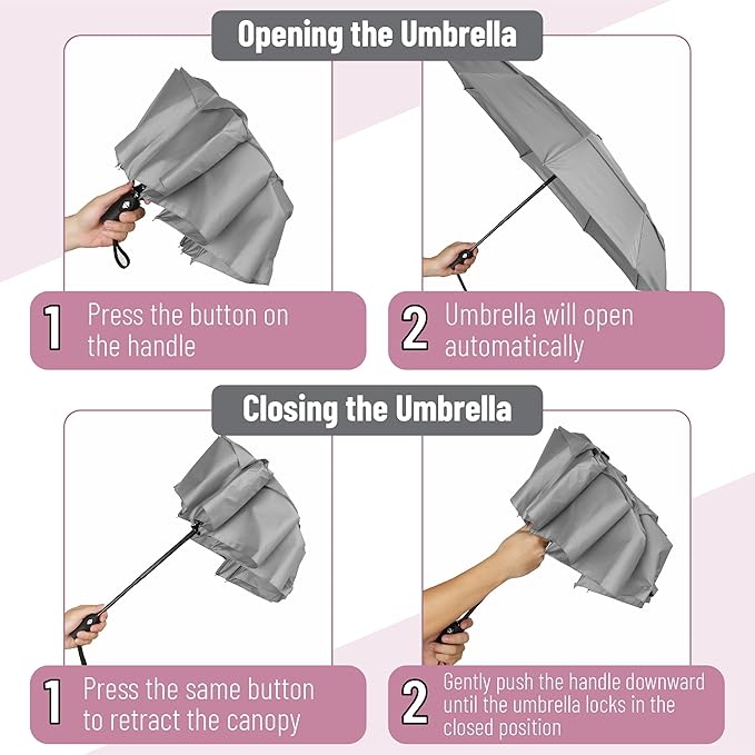 Mr. Pen- Windproof Travel Umbrella, Automatic Umbrellas for Rain, Compact