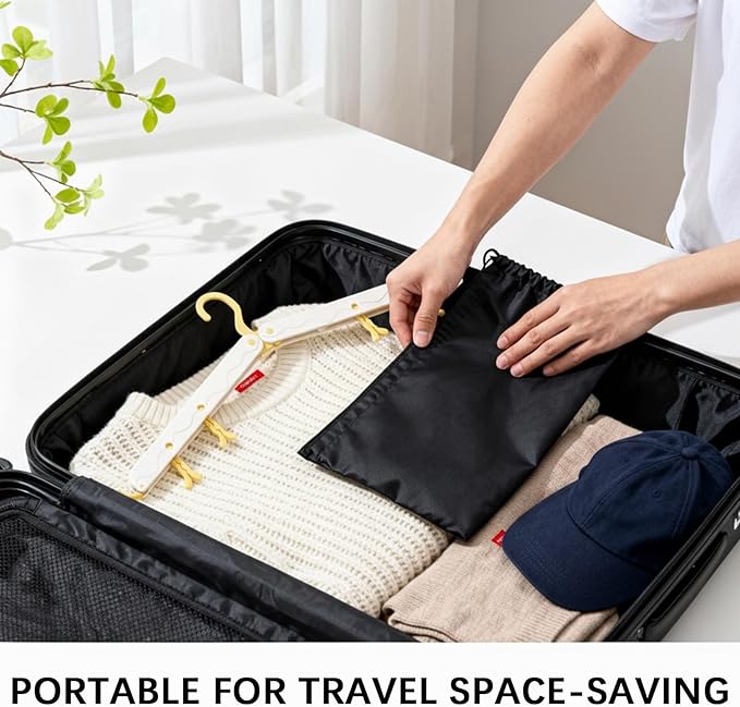 10 Pcs Modular Folding Travel Hangers (Beige/Red), MAX Space Saving Collapsible Hangers for Cruise, RV, and Luggage | Durable Two-Tone Set (Beige/Red)