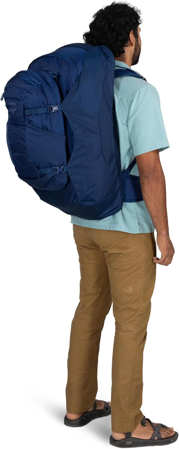 Osprey Farpoint 70L Men's Travel Backpack - Large Adjustable Travel Bag with Detachable Daypack, Cascade Blue/Torrent Blue