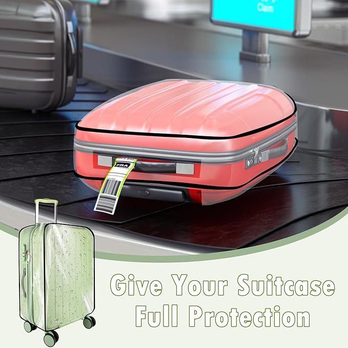 Thicken Clear Luggage Cover Protector, 20" PVC Luggage Covers for Suitcase Waterproof Dustproof Anti-scratch Travel Suitcase Covers Case for Wheeled Luggage