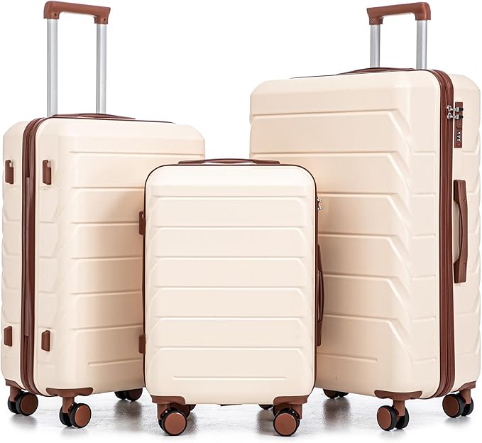 Luggages Sets 3 Piece ABS Hardside Luggage Sets Spinner Wheels Suitcase with Lock