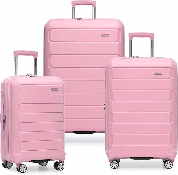Traveler's Choice Pagosa Hardshell Expandable Luggage with Spinner Wheels, Pink, 3-Piece Set (22/26/30)