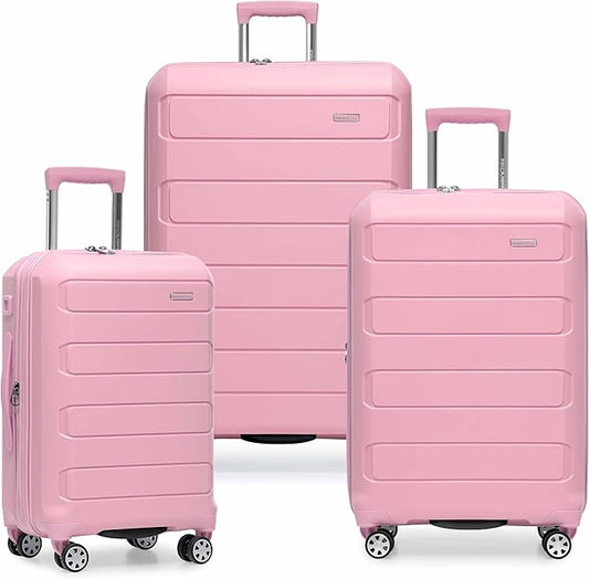Traveler's Choice Pagosa Hardshell Expandable Luggage with Spinner Wheels, Pink, 3-Piece Set (22/26/30)